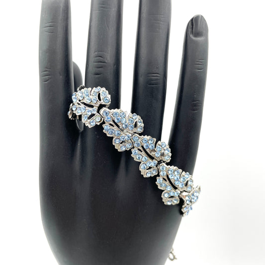 Vintage Blue Crystal Leaf Bracelet