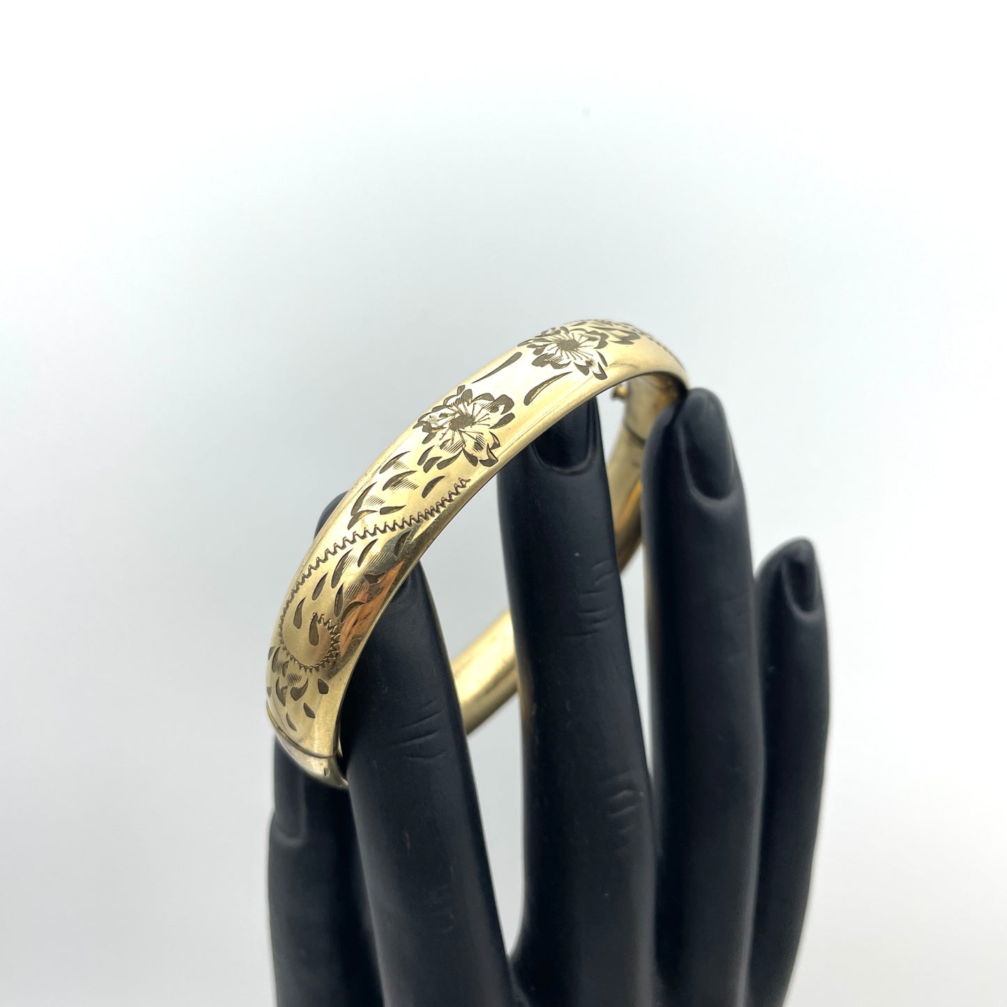 Victorian Floral Gold Filled Bangle Bracelet