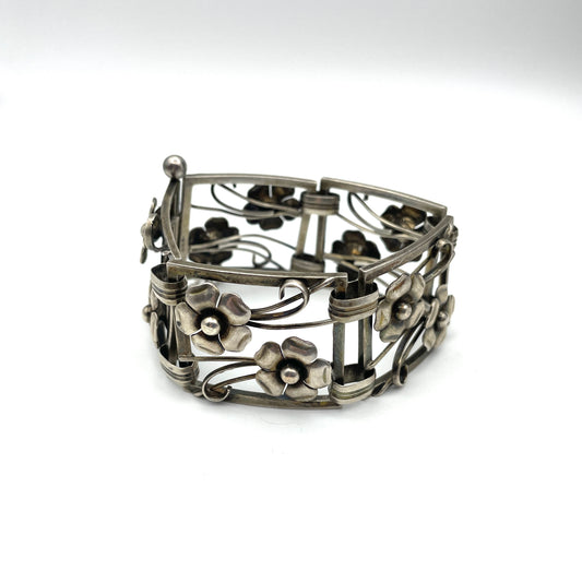 Vintage Sterling Silver Bracelet with Pin Clasp