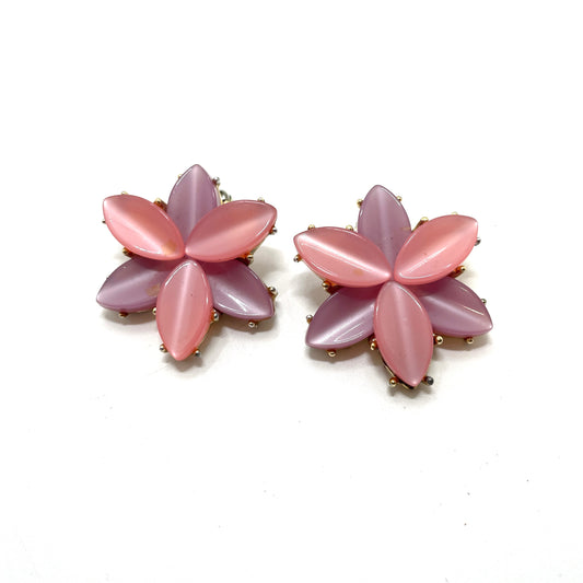Vintage Pink & Purple Clip Earrings