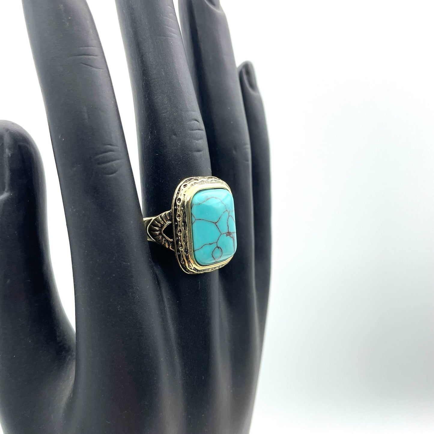Turquoise Cocktail Ring - Size 8.25