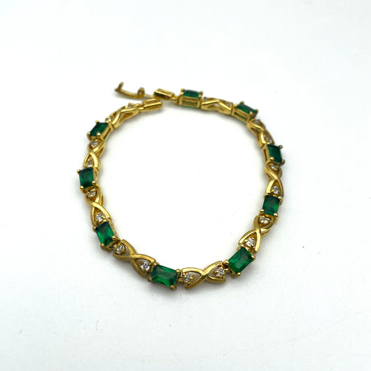 Vintage Gold & Green Tennis Bracelet