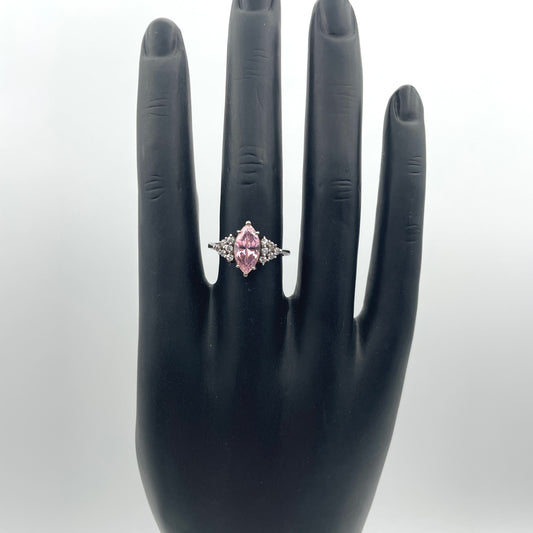 Vintage Sterling Pink & CZ Ring - Size 8