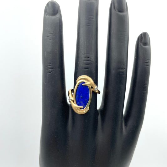 Vintage 10K & Lapis Lazuli Cocktail Ring - Size 8