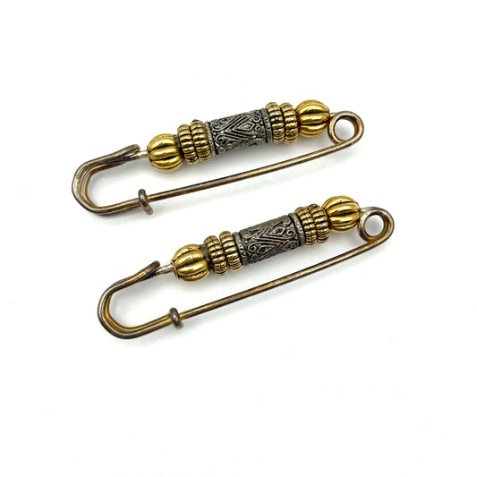 Vintage Pair of Safety Pin Brooches
