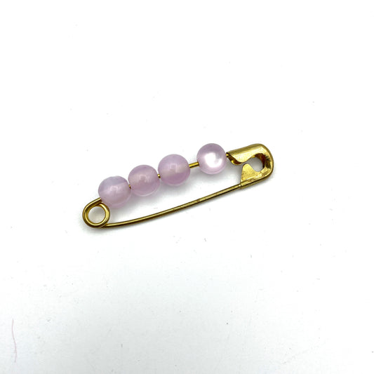 Vintage Safety Pin with Purple Balls Brooch