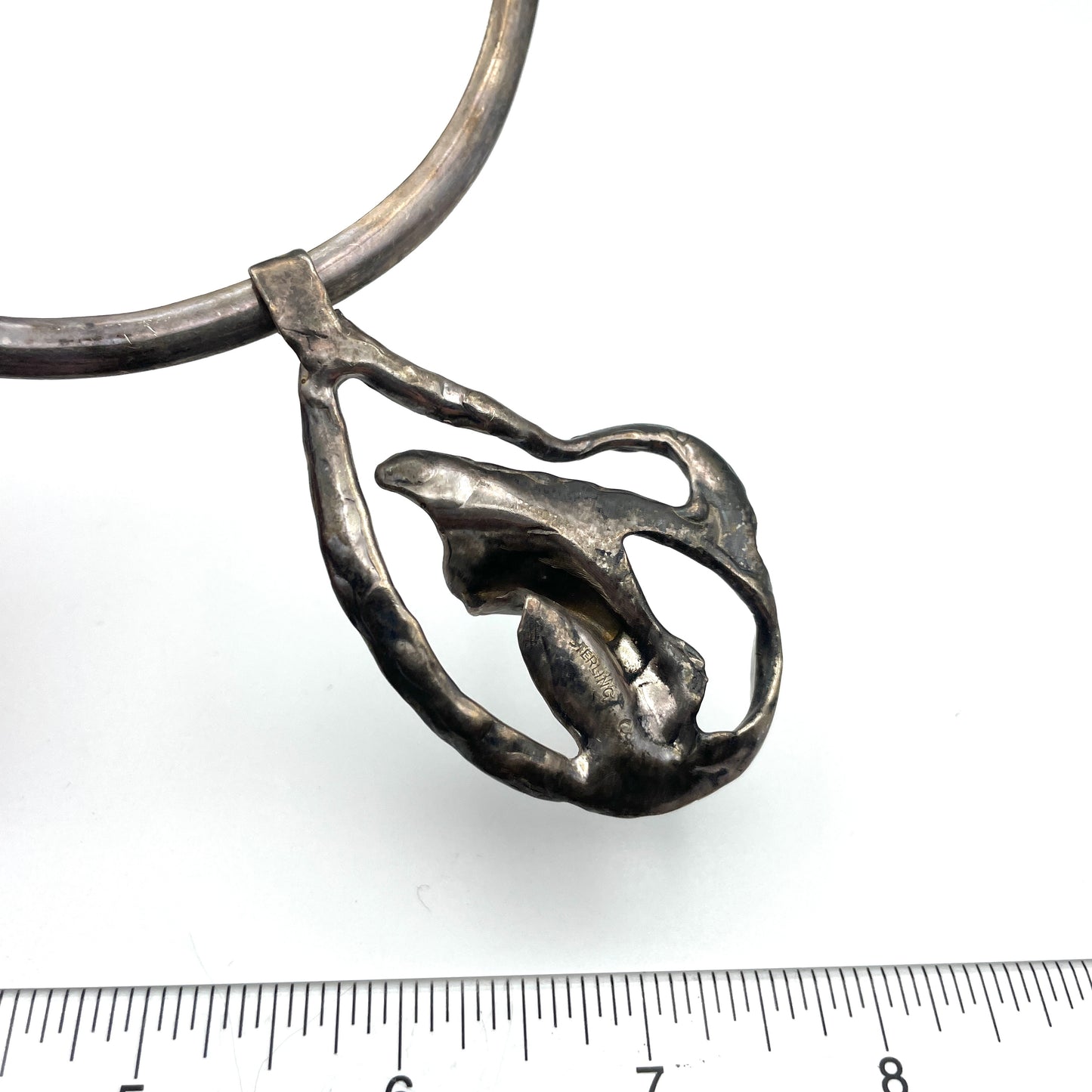 Vintage Sterling Silver Brutalist Necklace