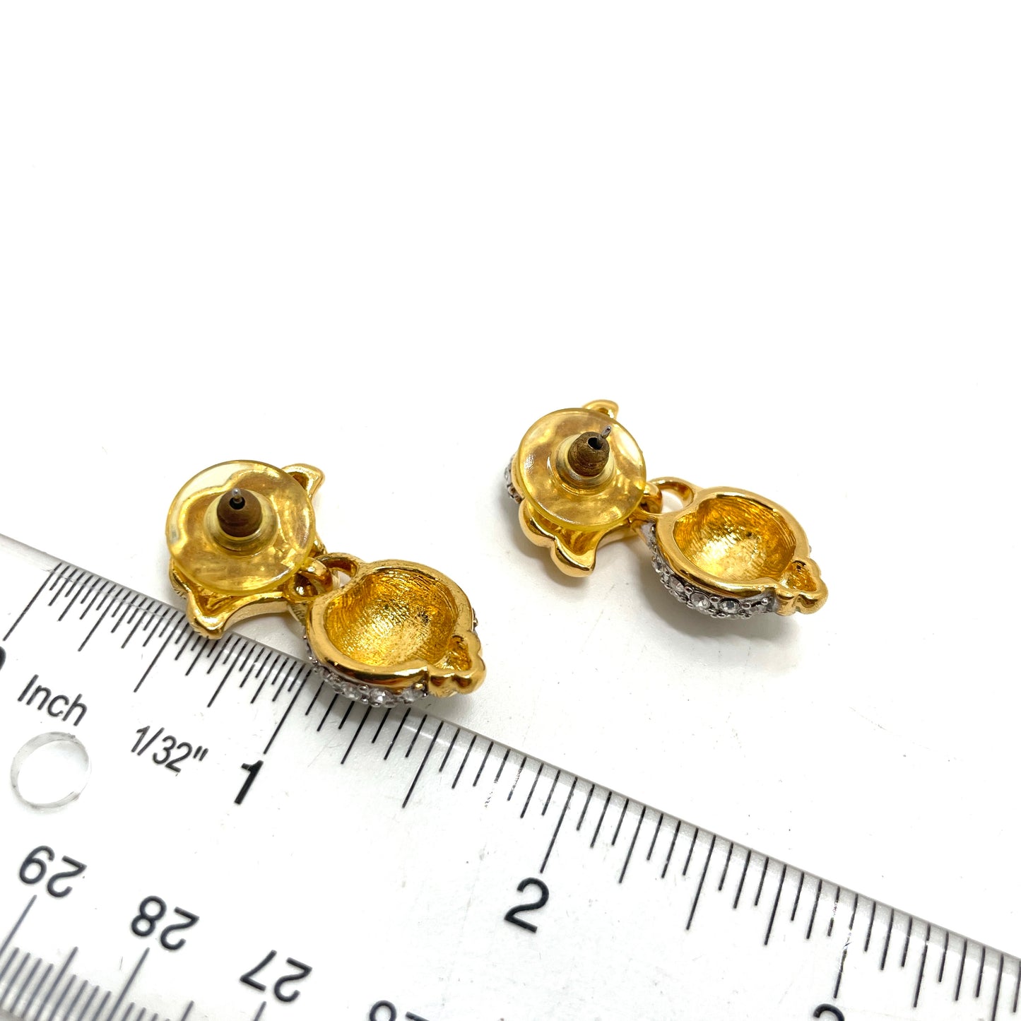 Vintage Crystal & Gold Tone Earrings