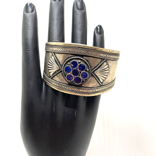 Vintage Lapis Lazuli & Silver Cuff Bracelet