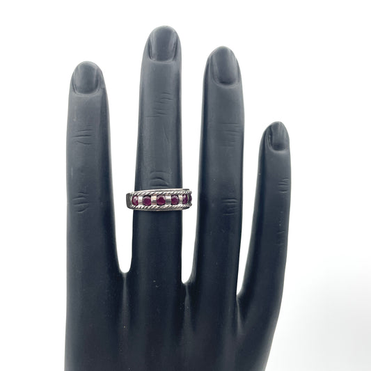 Vintage Sterling & Pink Tourmaline Ring - Size 7
