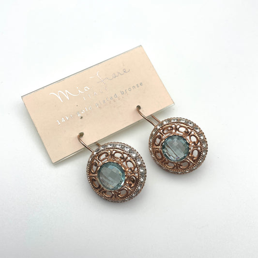 Designer 14K Gold Plated Bronze Dangle Earrings