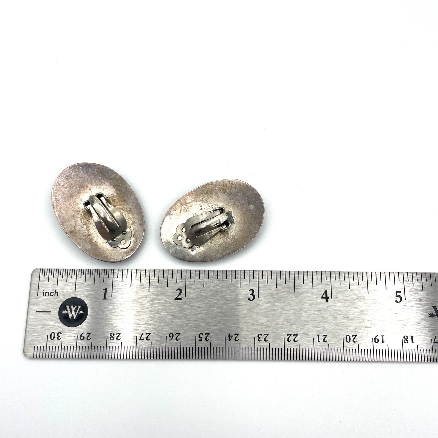 Vintage Sterling Silver Oval Clip Earrings