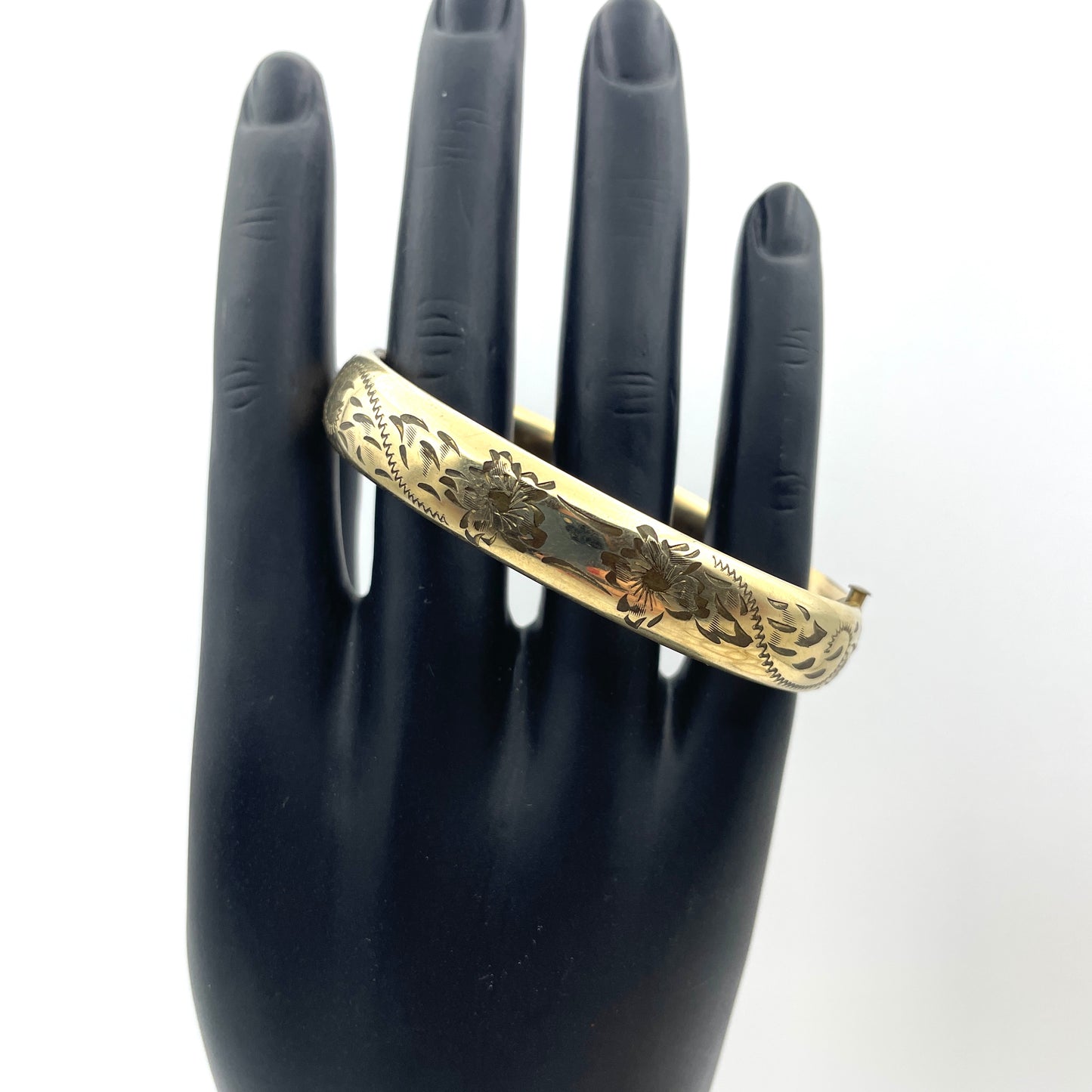 Victorian Floral Gold Filled Bangle Bracelet