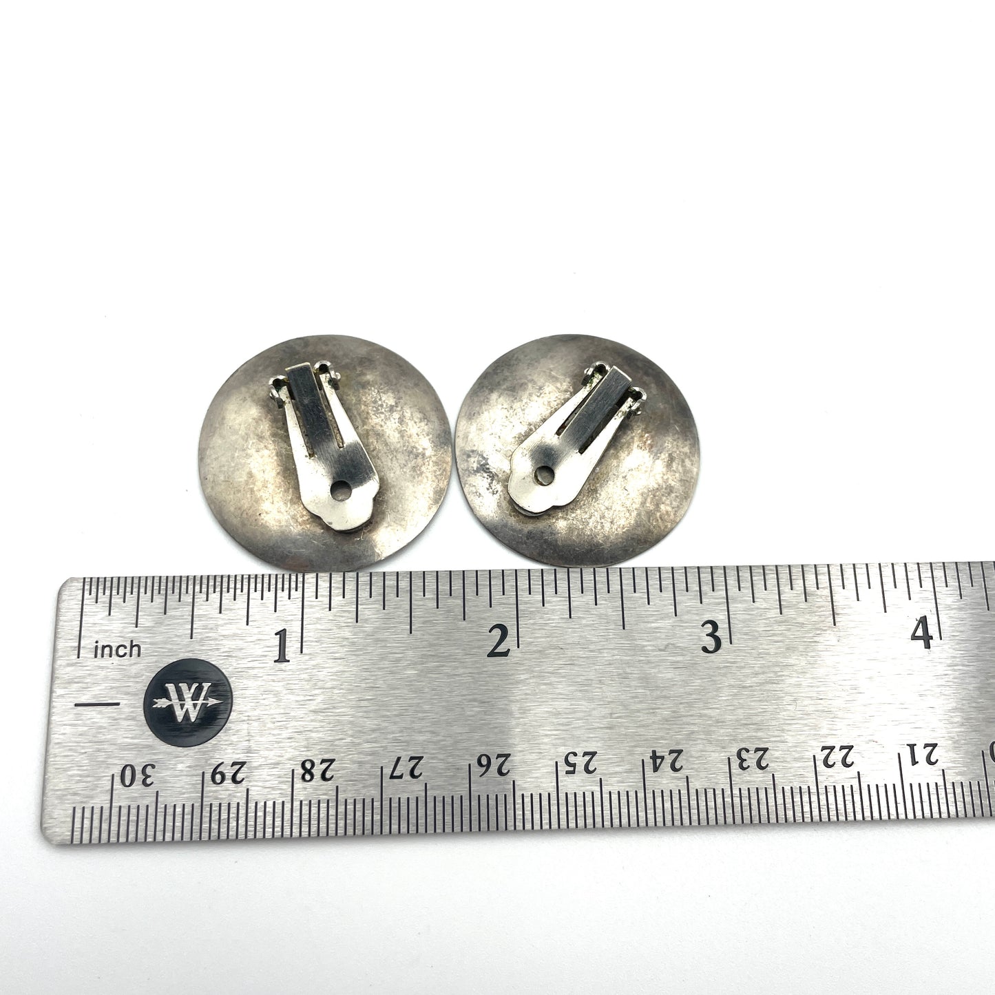 Vintage Unique Large Silver Clip Earrings