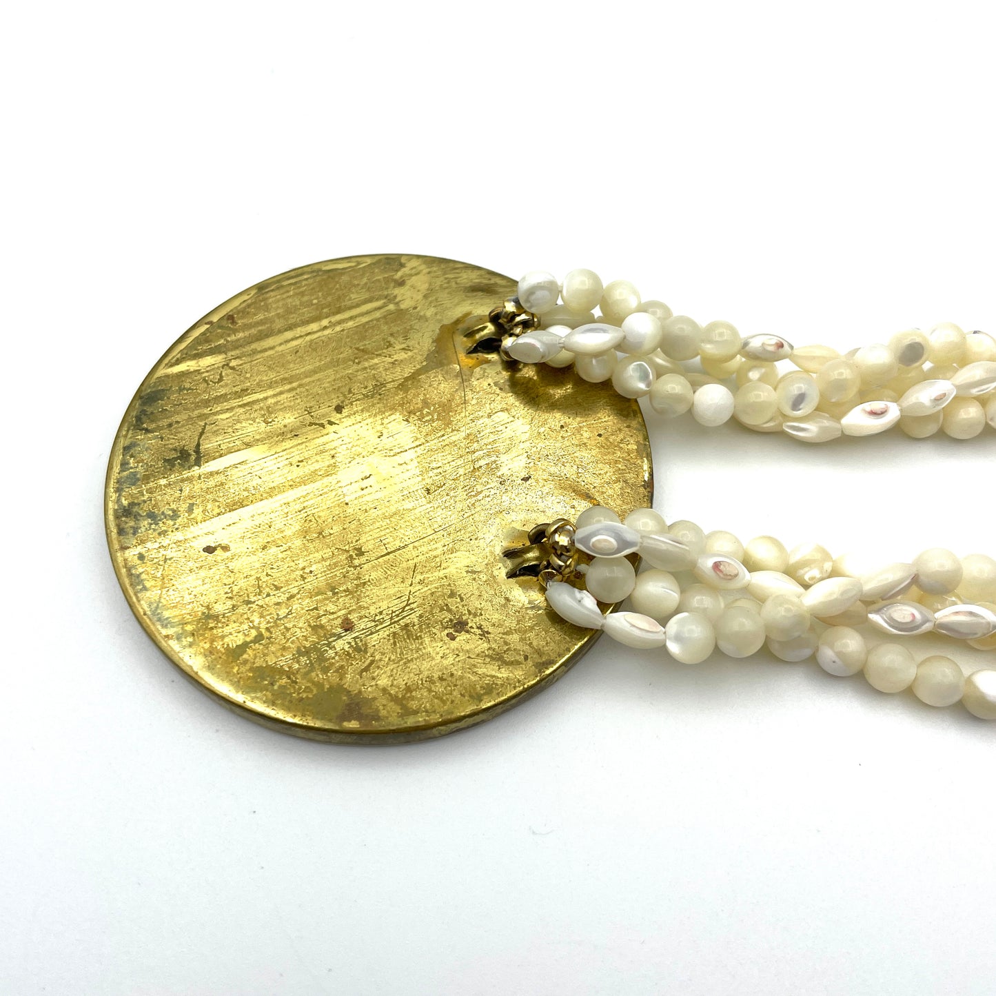 Vintage Abalone Pendant & White Statement Necklace