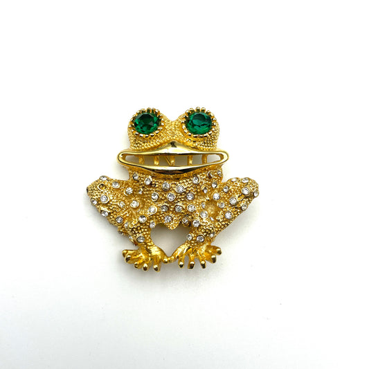 Designer Crystal Frog Pin