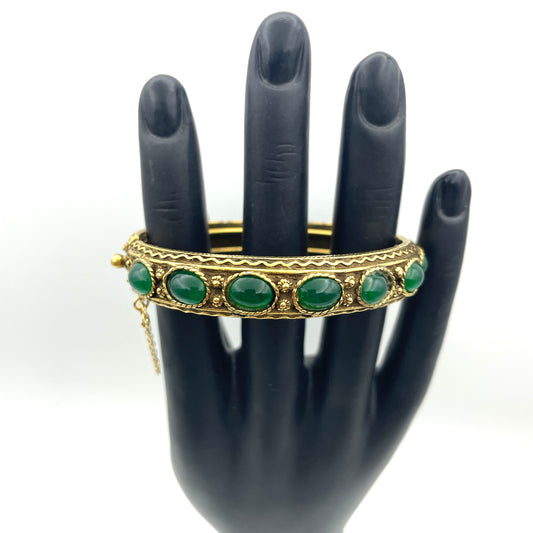 Vintage Green Stone Bangle Bracelet