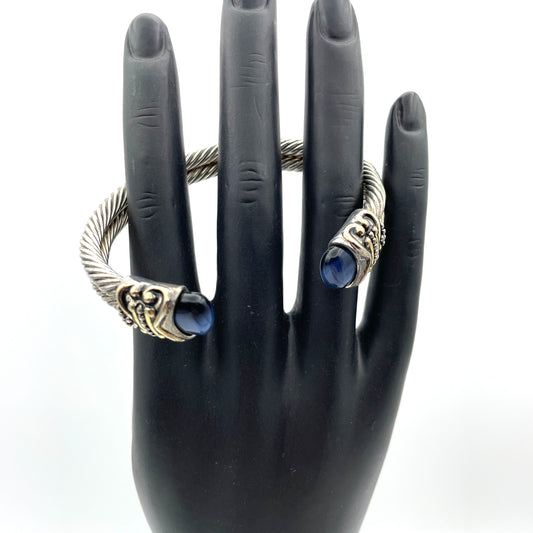Blue Cabachon & Silver Cuff Bracelet