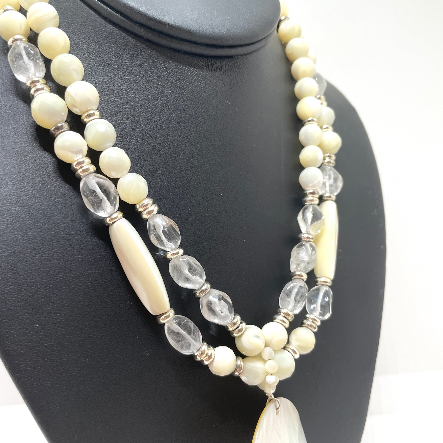 Vintage White Necklace with Large Pendant