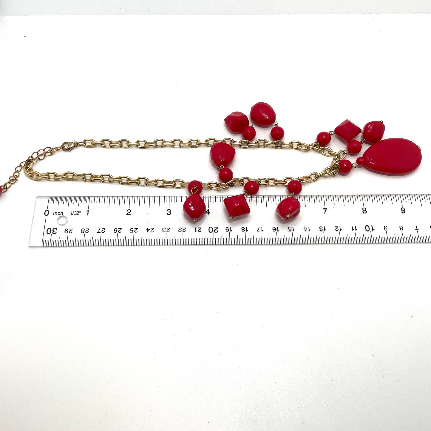 Vintage Red Beaded Necklace