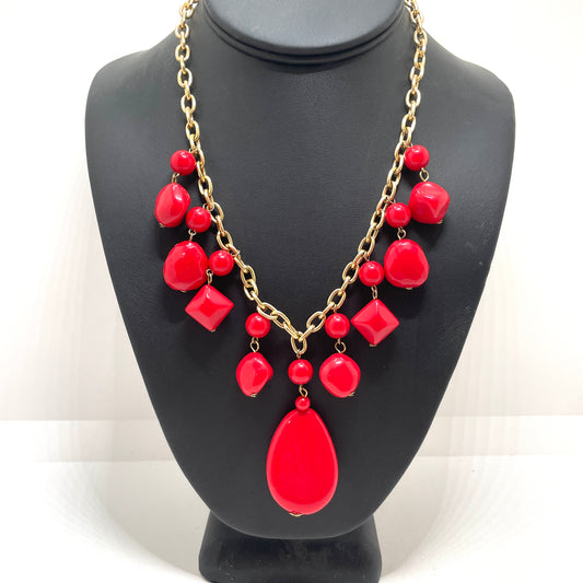 Vintage Red Beaded Necklace