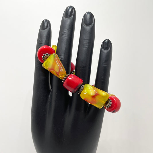 Vintage Red & Yellow Beaded Bracelet