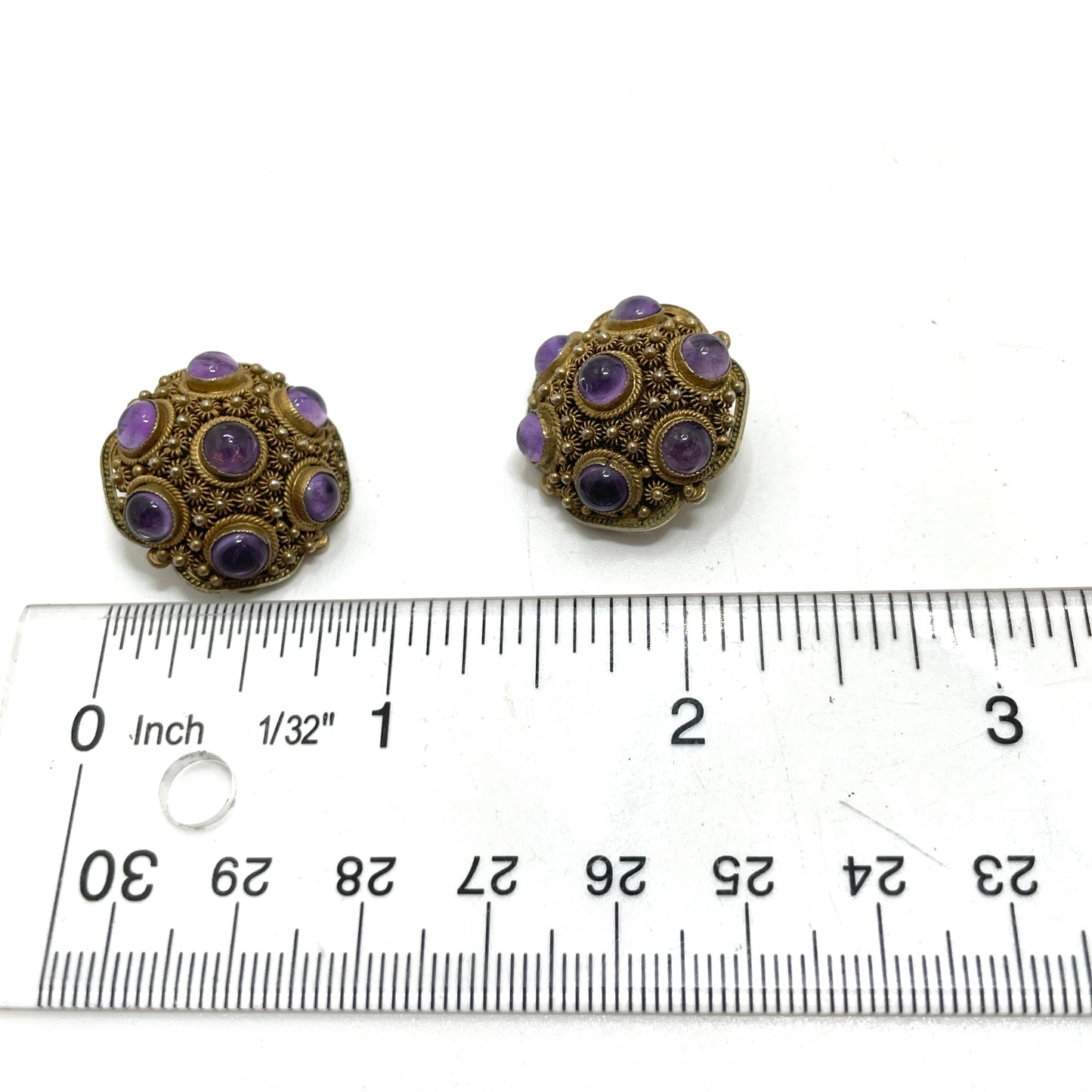 Vintage Purple Stone Clip Earrings