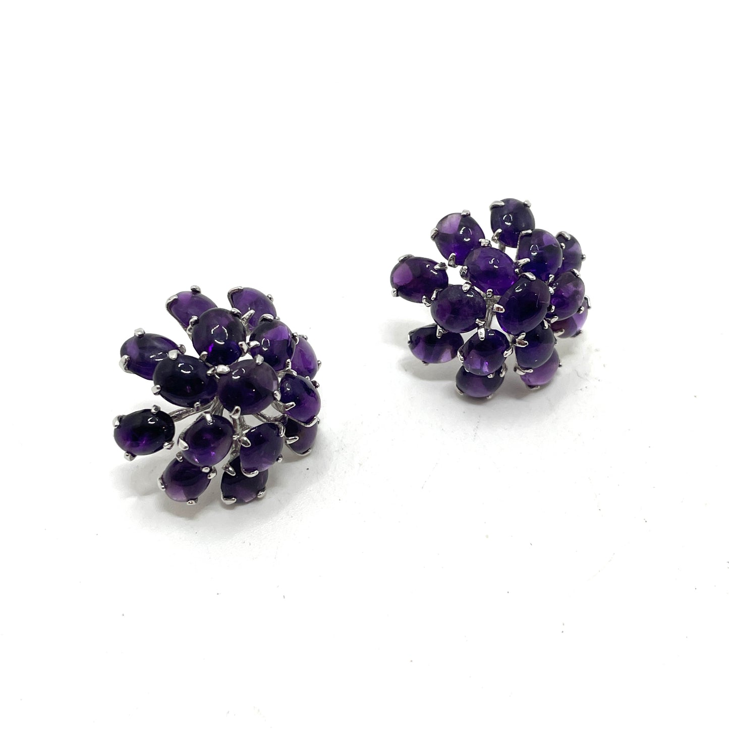 Vintage Purple Flower Pierced Earrings