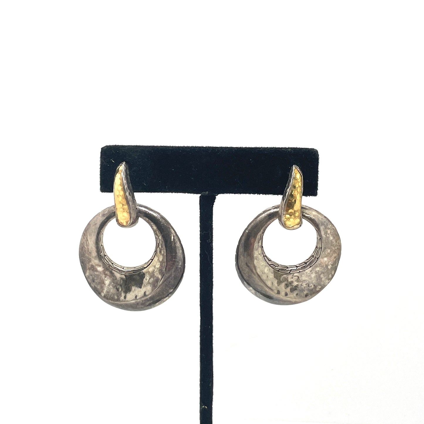 Sterling Silver & Pure 22K Gold Modernist Earrings