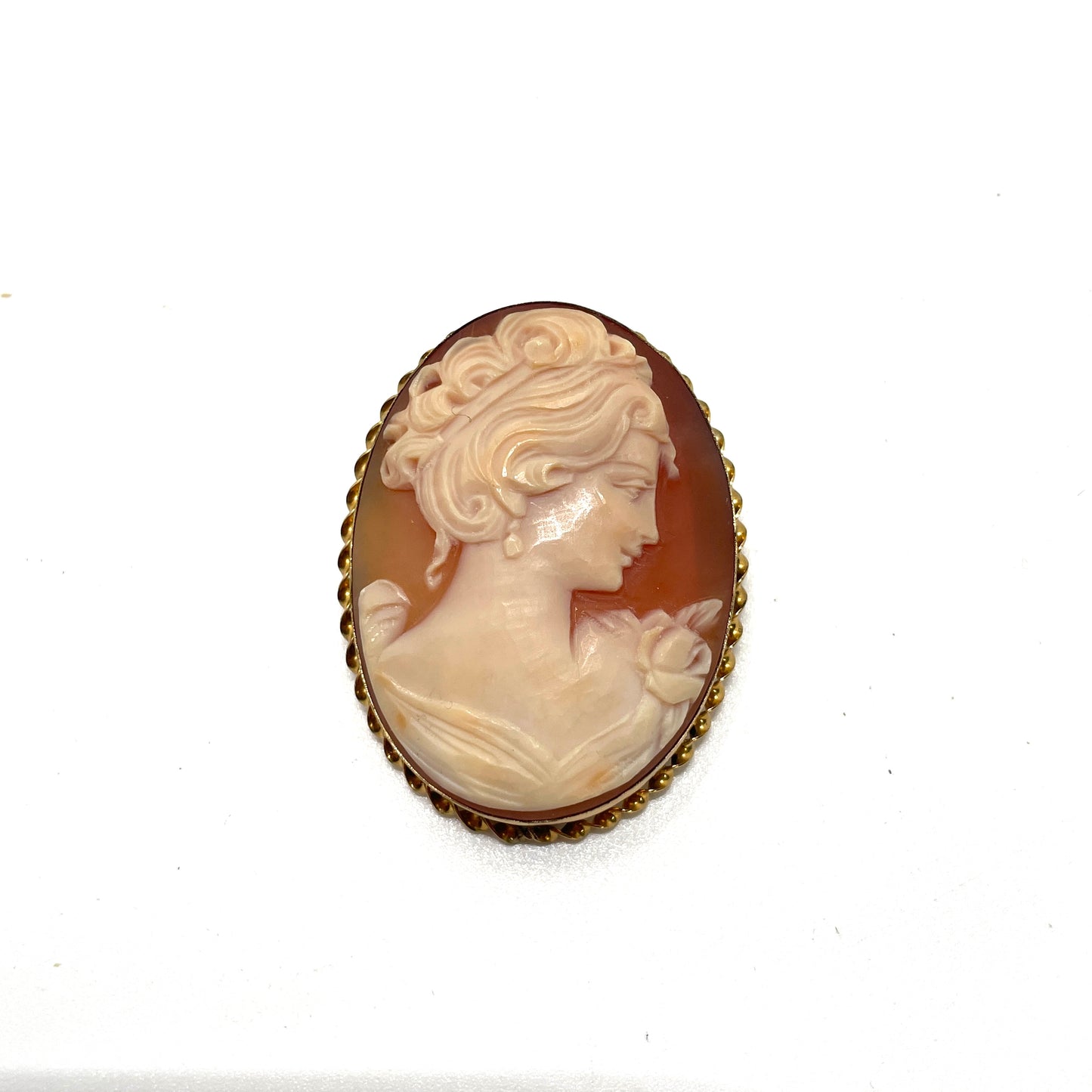 Vintage Carved Cameo Gold-Filled Pin
