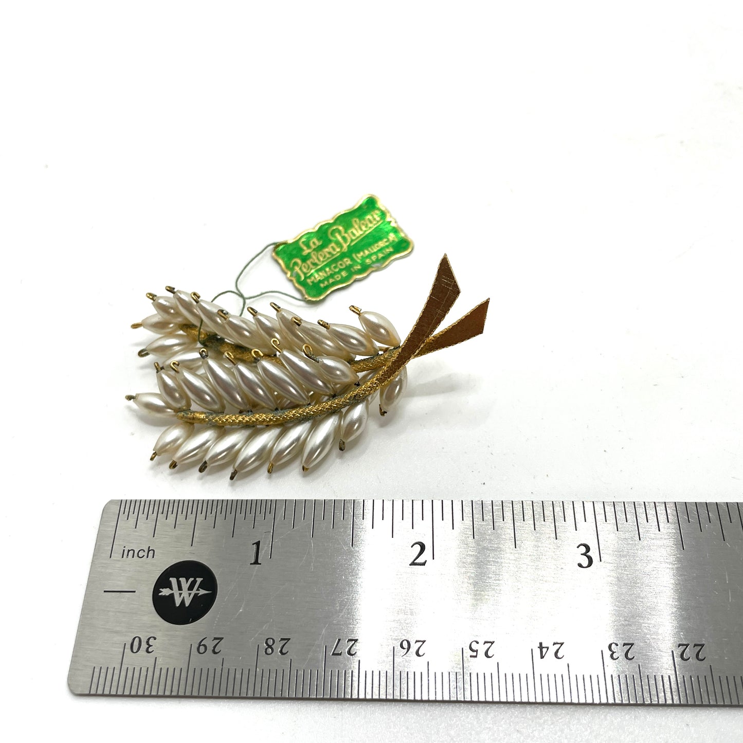 Vintage Pearl Branch Pin - Made in Spain