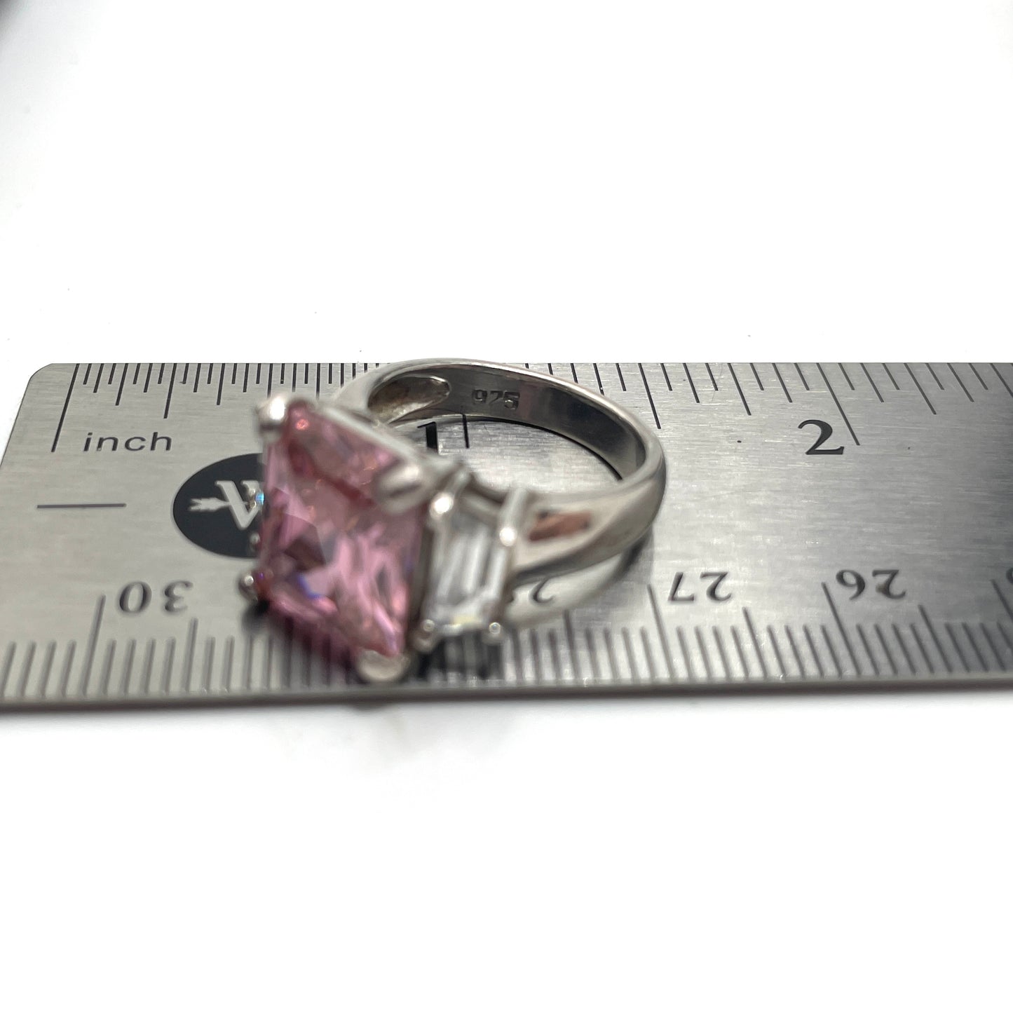 Sterling Silver & Pink CZ Ring - Size 5.5
