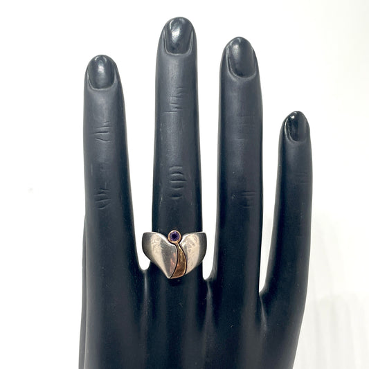 Kabana Sterling & Amethyst Modernist Ring - Size 8