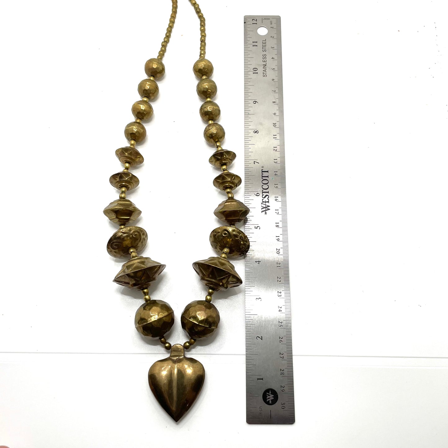 Vintage Gold Statement Necklace Heart Pendant