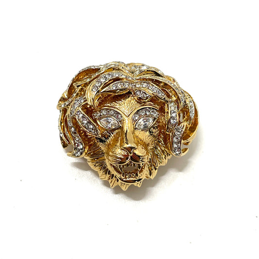 Designer Lion with Crystals Pin & Pendant