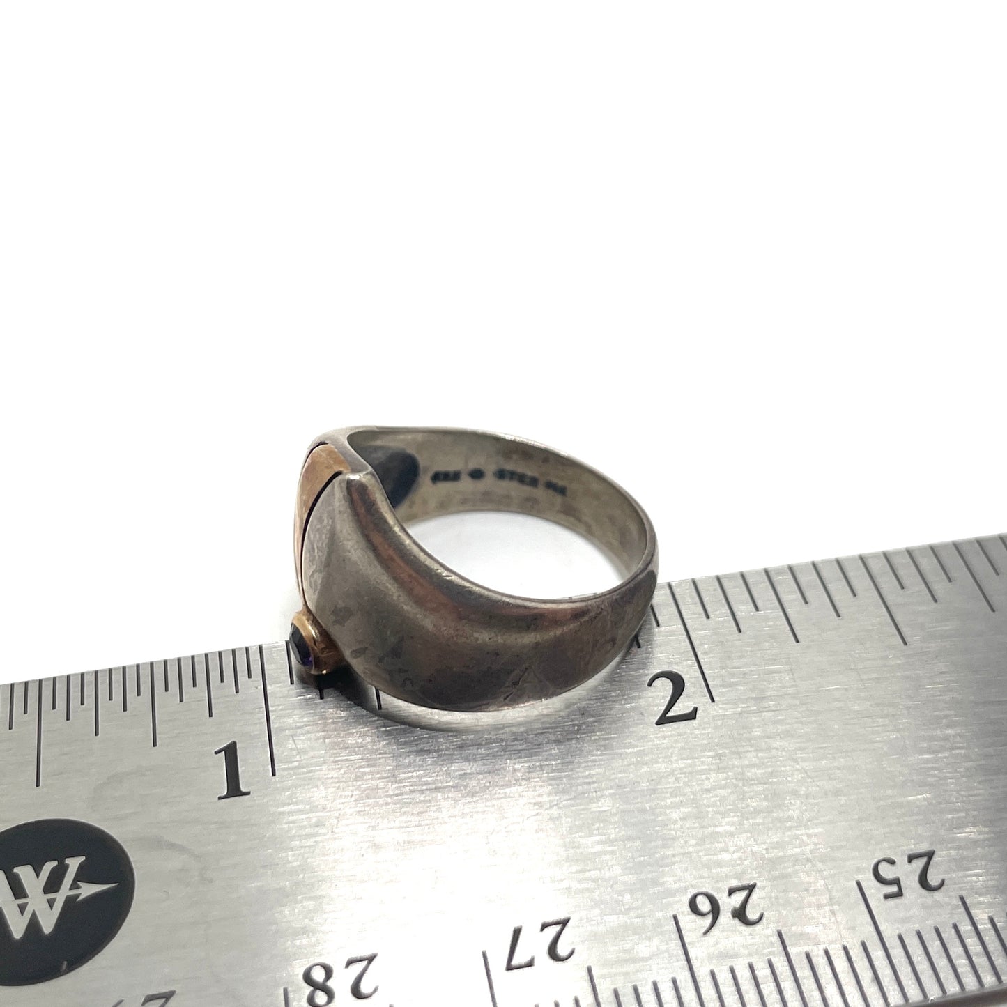 Kabana Sterling & Amethyst Modernist Ring - Size 8
