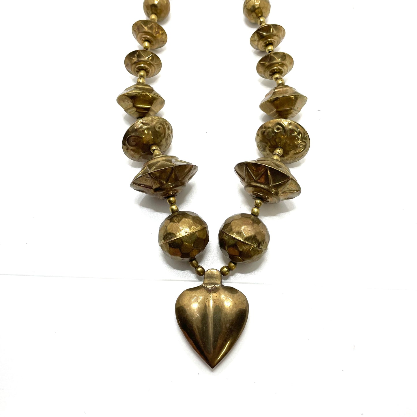 Vintage Gold Statement Necklace Heart Pendant