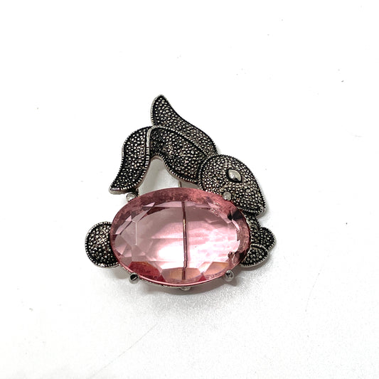 Vintage Rabbit Pin with Pink Stone