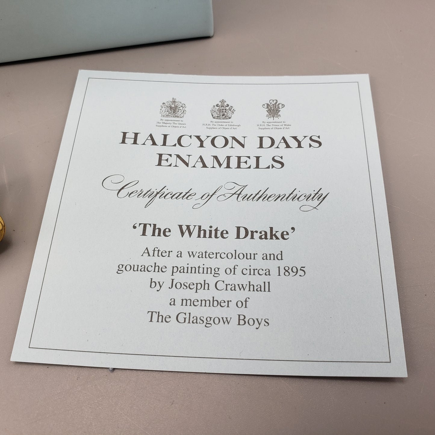 Halcyon Days Trinket Box With Original Box - Glasgow Boys The White Drake
