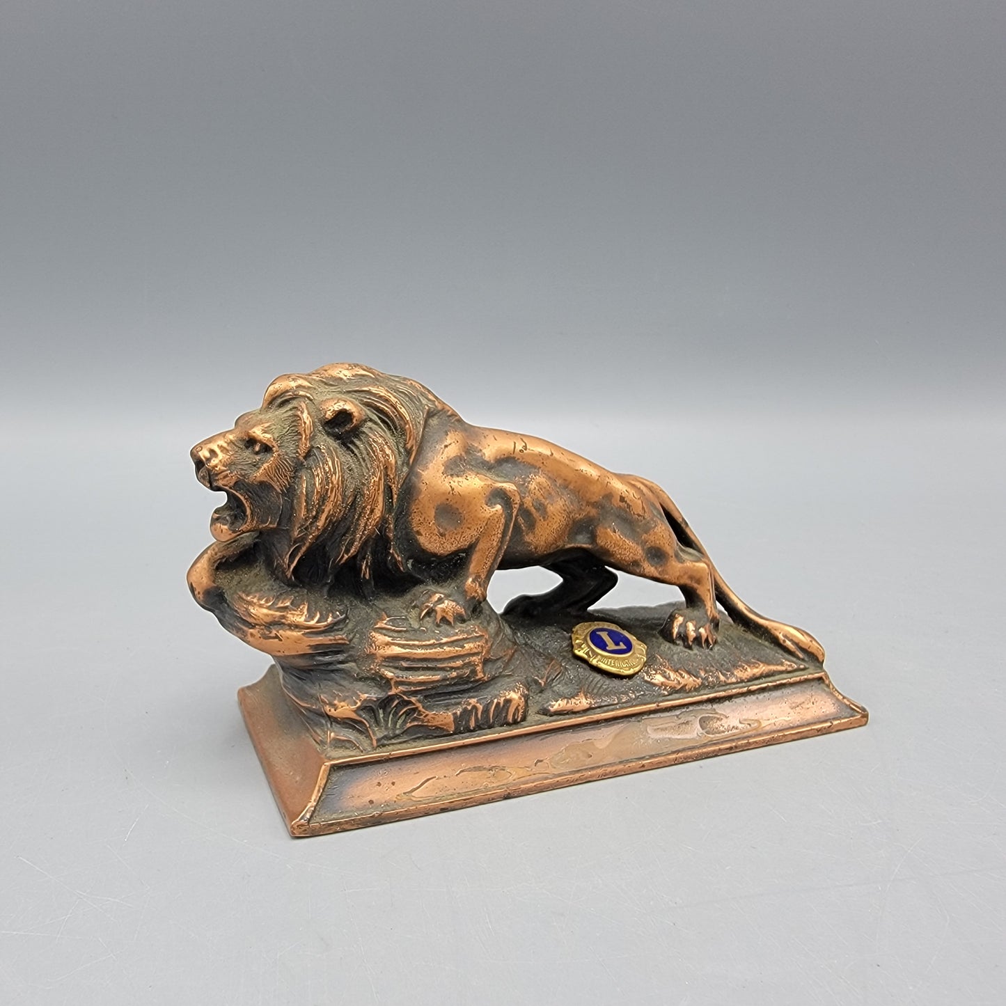 Vintage Metal Figure of Lion with Lions Club Pin