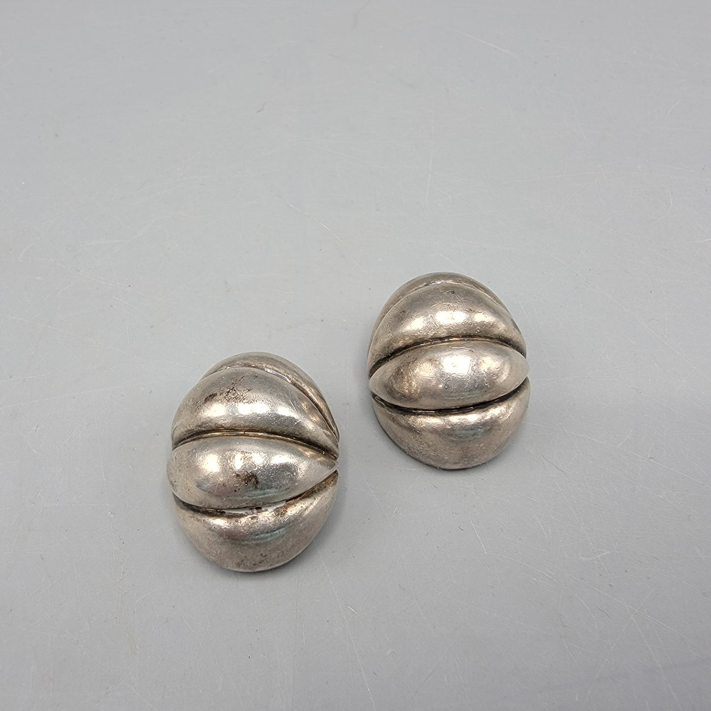 Vintage Taxco Sterling Silver and Brass Button Clip On Earring Alexis Bittar