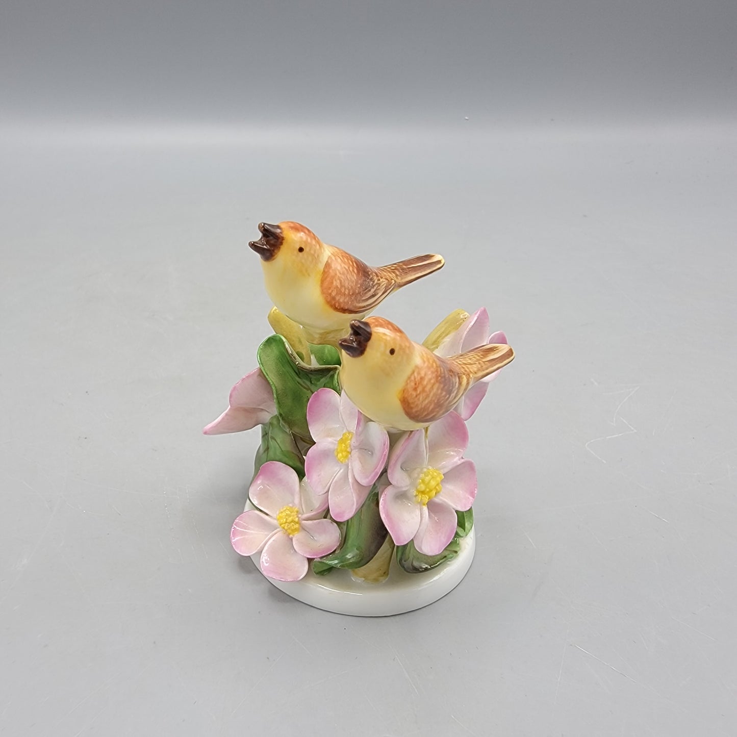 Vintage Herend Porcelain Birds Perched on Branch with Dogwood Blossoms #5127