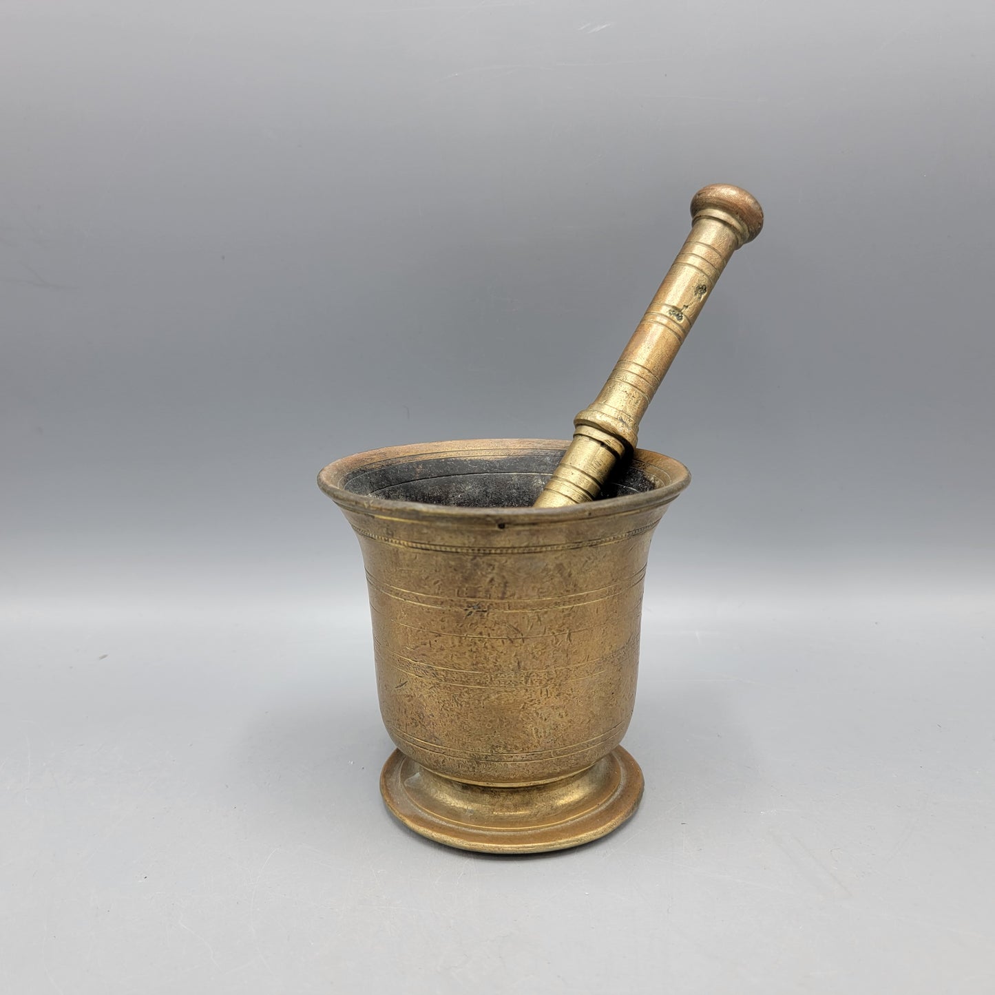 Antique Brass Bell-Form Mortar and Pestle