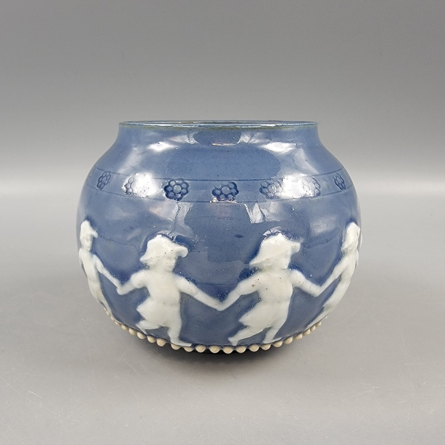 Doulton Lambeth Blue Stoneware Pot with Children