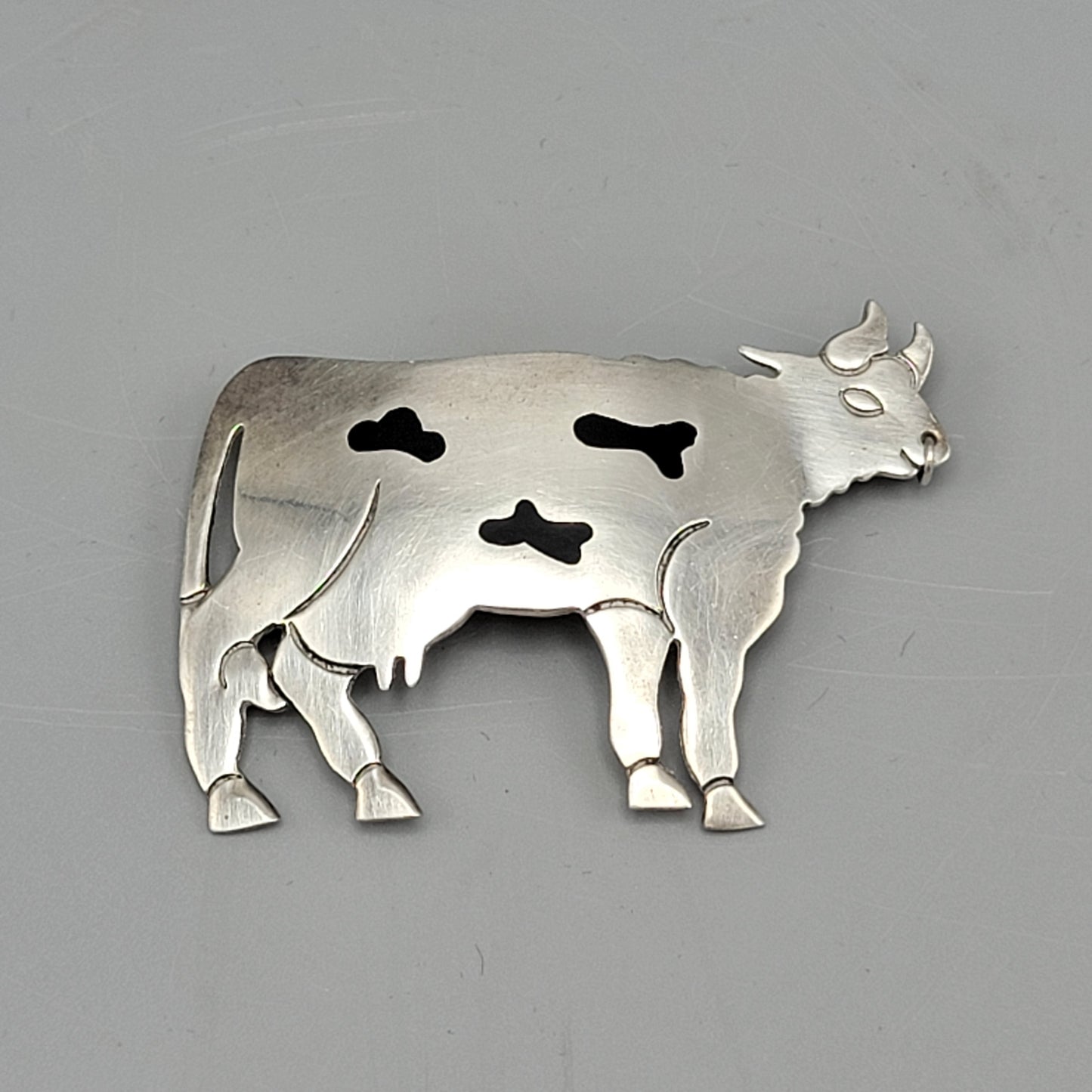Vintage Sterling Silver Bull Pin / Brooch