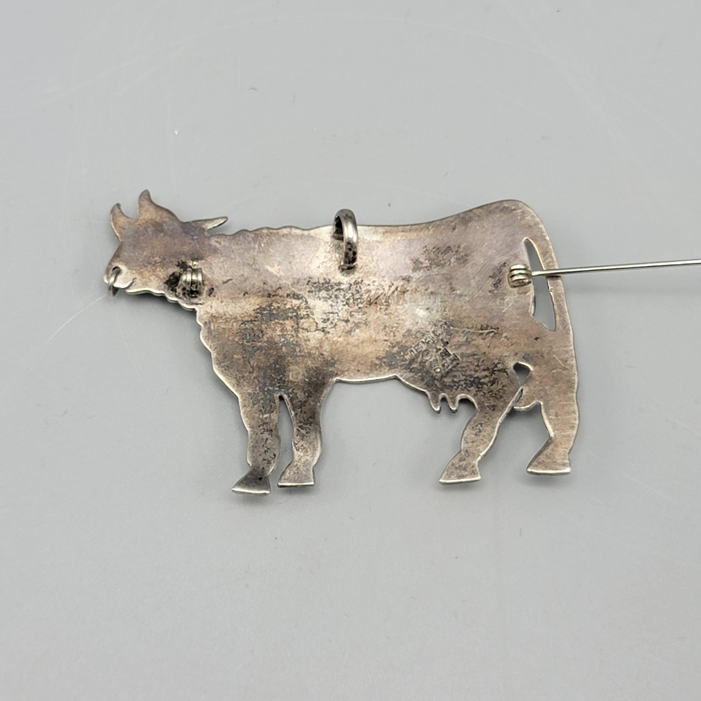 Vintage Sterling Silver Bull Pin / Brooch