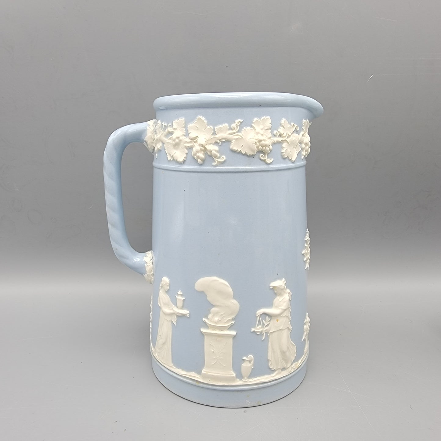 Wedgwood Queensware White on Blue Upright Jug
