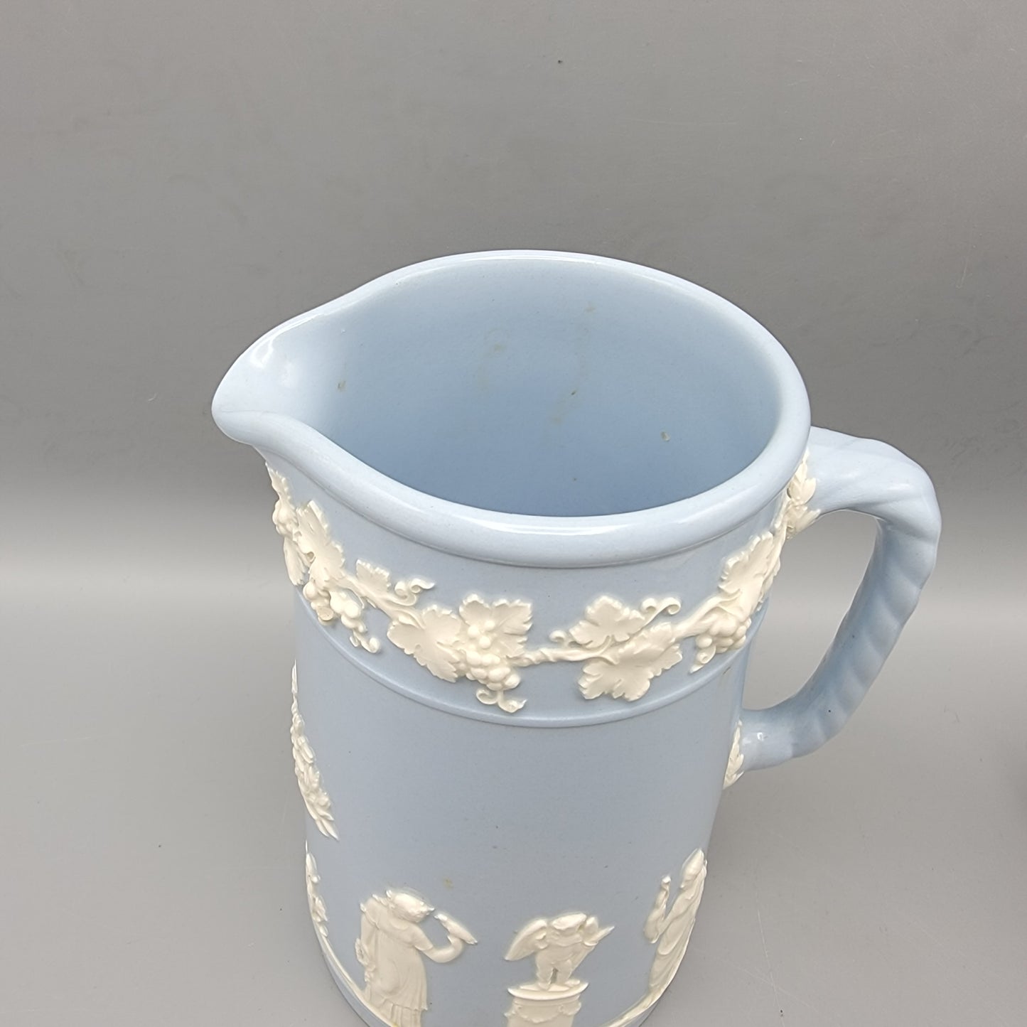 Wedgwood Queensware White on Blue Upright Jug ShopSBH