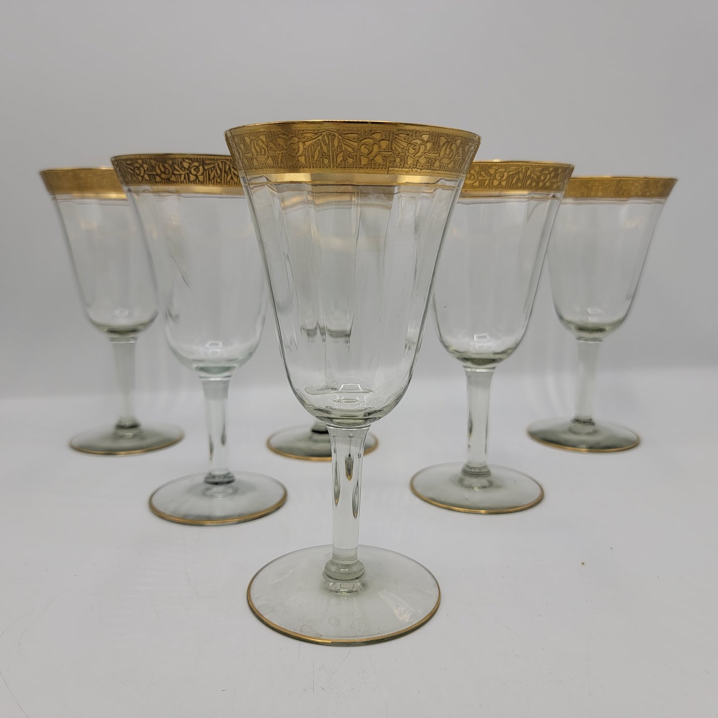 Set of 6 Tiffin Glasses with Gold Encrusted Floral Decoration