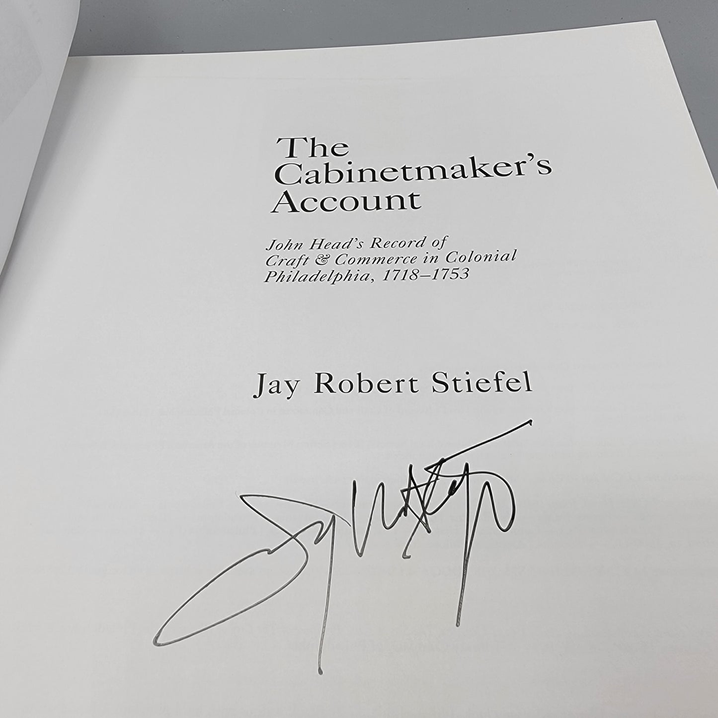 Jay Robert Stiefel "The Cabinetmaker's Account"